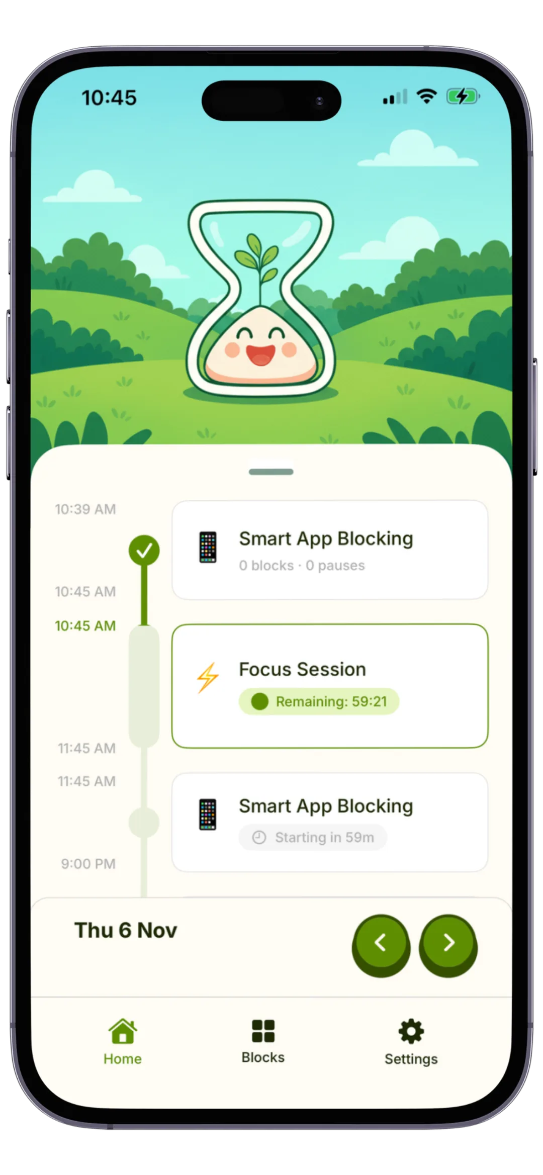 Detox screen-time app shown on an iPhone